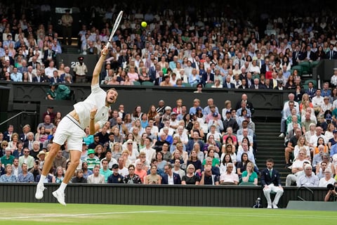 Daniil Medvedev serves to Jannik Sinner